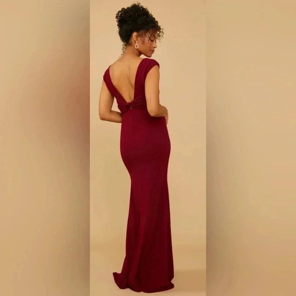 Lulus Laurel Luxe Crepe Dress Cabernet Large NWT - Picture 3 of 7